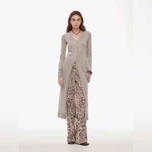 Wilt long Gray Cardigan button up lightweight slit sides revolve Anthropologie m